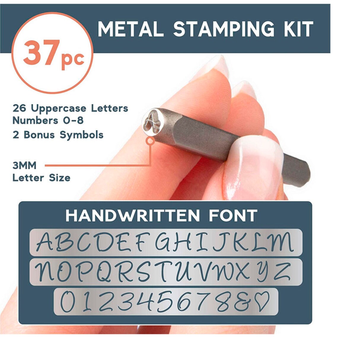 Metal Stamping Kit 37 Piece Punch Set Handwritten Style Etsy Australia