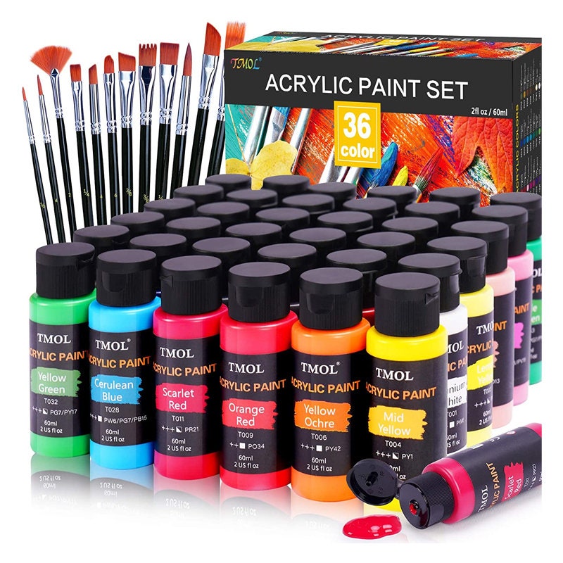 12 Art Brushes, Art Supplies for Painting Canvas, Wood, Ceramic & Fabric,  Rich Pigments Lasting Quality for Beginners, Students -  UK