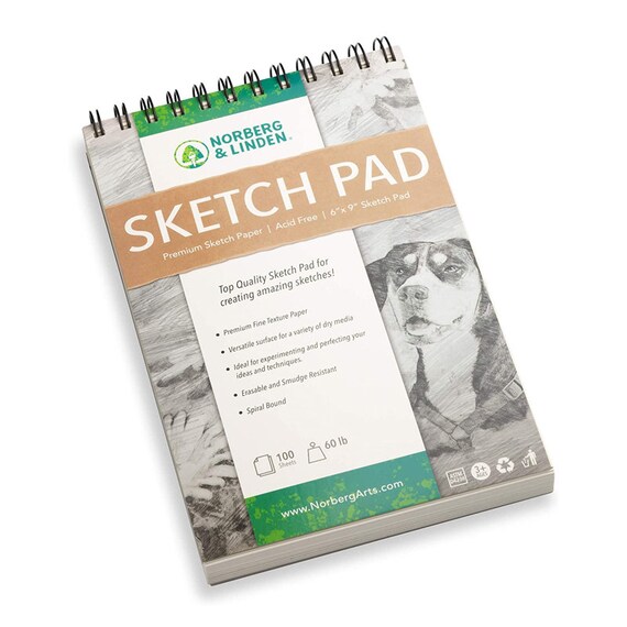 Norberg & Linden Drawing Set - Sketching and Charcoal Pencils - 100 Page  Drawing Pad, Kneaded Eraser. Art Kit and Supplies for Kids, Teens and Adults