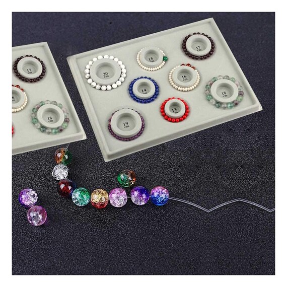 Beaded Gray Flocking Bead Design Board Mat for Jewelry Making Storage Organizer Tray for DIY Bracelet Necklaces Craft Measuring Tool with Jewelry