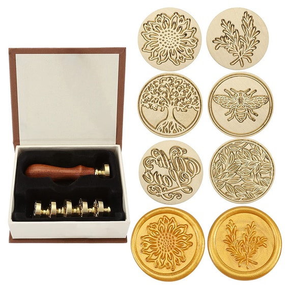 Wax Seal Stamp Set,yoption 6 Pieces Plant Series Sealing Wax Stamp Heads 1  Wooden Hilt, Vintage Seal Wax Stamp Kit With Gift Box 