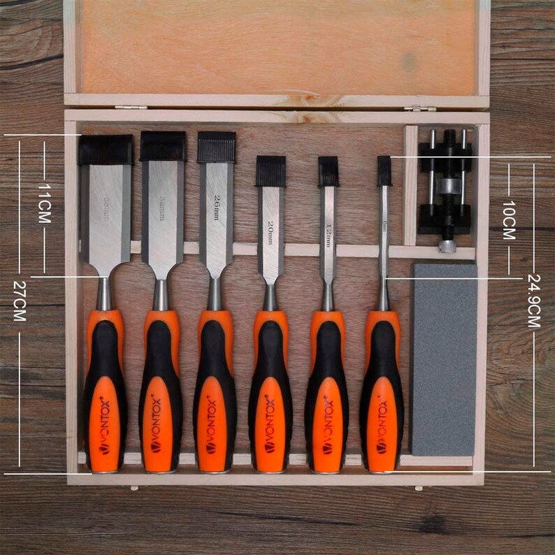 Chisel Sets With 8pc Wood Chisel Honing Guide & Sharpening Etsy