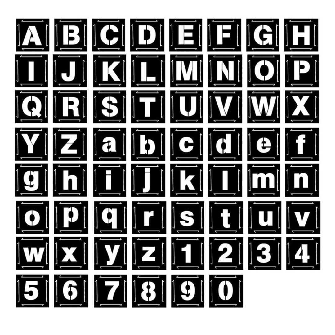 Eage Alphabet Letter Stencils 2.5 Inches, 62 Pcs Reusable Plastic Letter Number Templates, Art Craft Stencils for Wood, Wall, Fabric, Rock