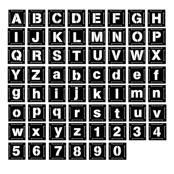 Eage Alphabet Letter Stencils 2 Inches, 62 Pcs Reusable Plastic Letter Number Templates, Art Craft Stencils for Wood, Wall, Fabric, Rock, Chalkboard