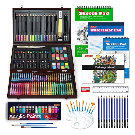 109-piece Deluxe Art Set for Kids Markers, Watercolor Cakes, Color Pencils  