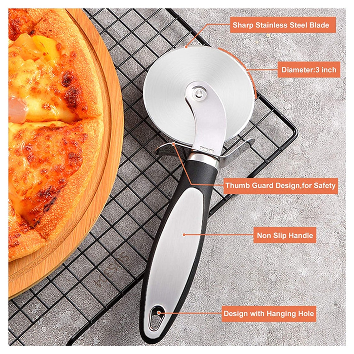 Pizza Cutter Wheel Pizza Server Set Quality Stainless Steel Etsy