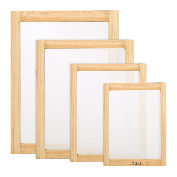 4 Pieces 4 Size Wood Silk Screen Printing Frame With Mesh for Screen  Printing, 10 X 14 Inch, 8.2 X 12.2 Inch 