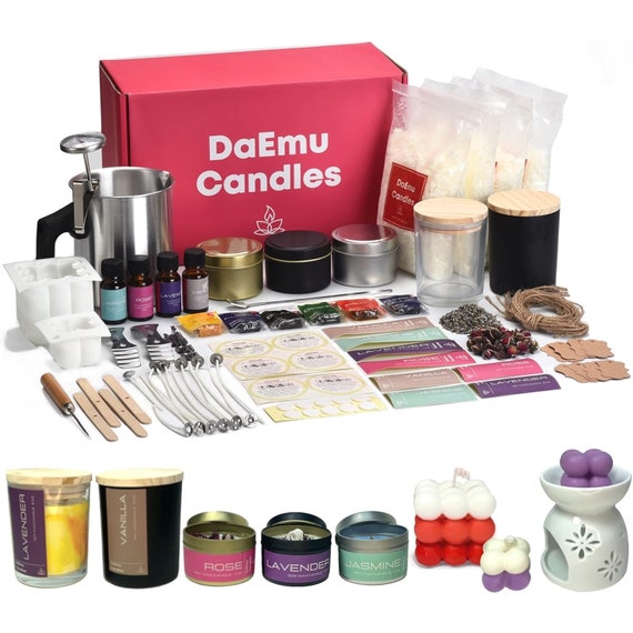 Candle Making Kit Full Candle Making Supplies for Adults Kids Beginners,  Including Natural Soy Wax, Wicks, Scents, Dyes, Jars Tins 
