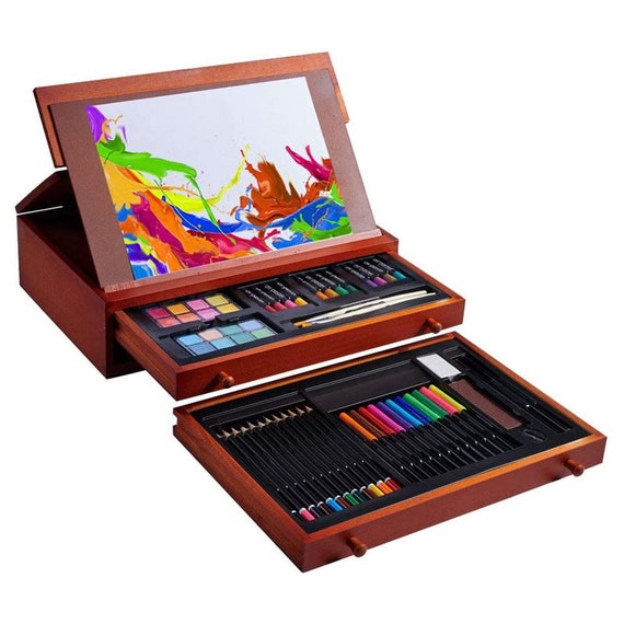 Art Supplies, Vigorfun Deluxe Wooden Art Set Crafts Drawing Painting Kit  with 2 Sketch Pads, Oil Pastels, Acrylic, Watercolor Paints, Creative Gifts