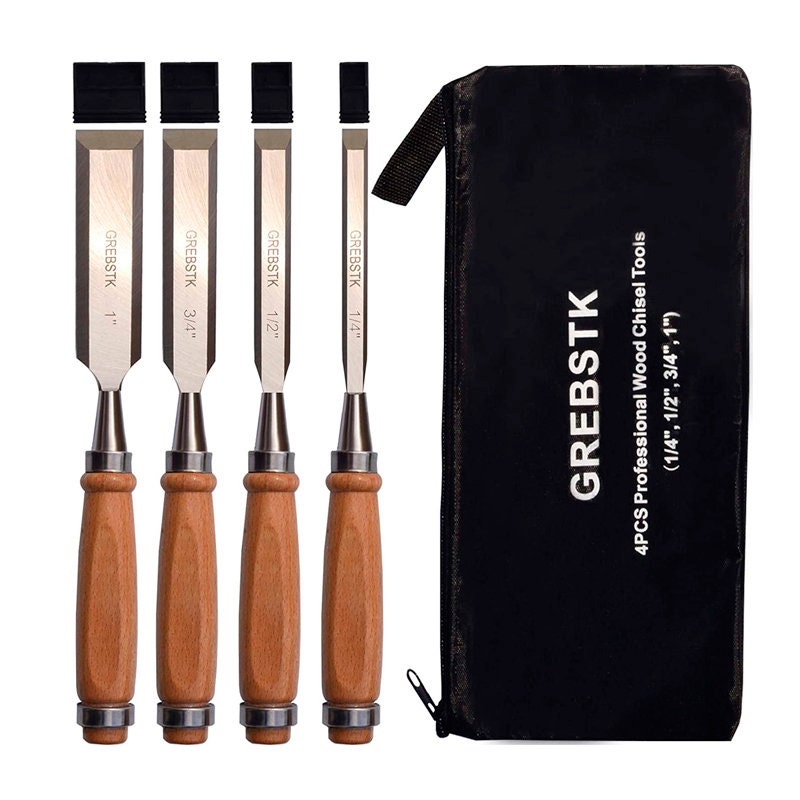 4Pcs Tungsten Steel Stone Chisel Carving Sculpting Set Hand Chisel Blade Tools 