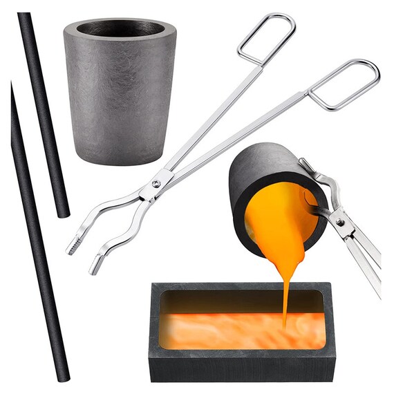5 Pcs Clay Graphite Foundry Crucible Kit, Including 4Kg Clay Graphite  Crucibles Gold Silver Graphite Ingot Mold 204 Stainless Steel Crucible  Tongs 2