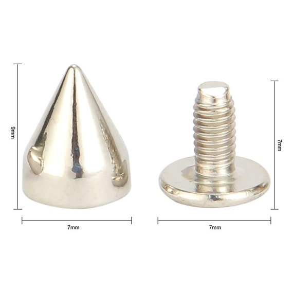 50PCS Silvery Cone Spikes Metallic Screw Back Studs DIY Craft Cool Rivets  Punk 10 X 25mm