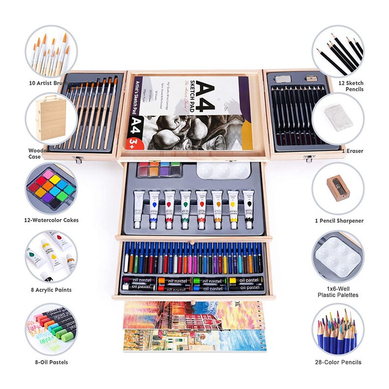 Professional Art Set 85 Piece With Drawing Pads Deluxe Art Etsy
