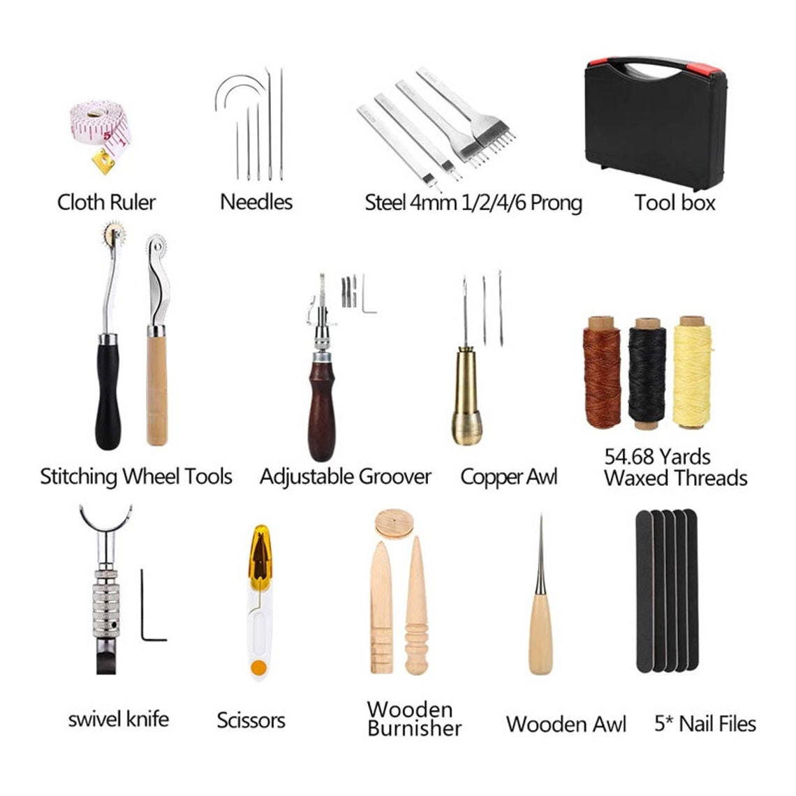 50 Pieces Leather Working Tools and Supplies With Leather Tool Etsy