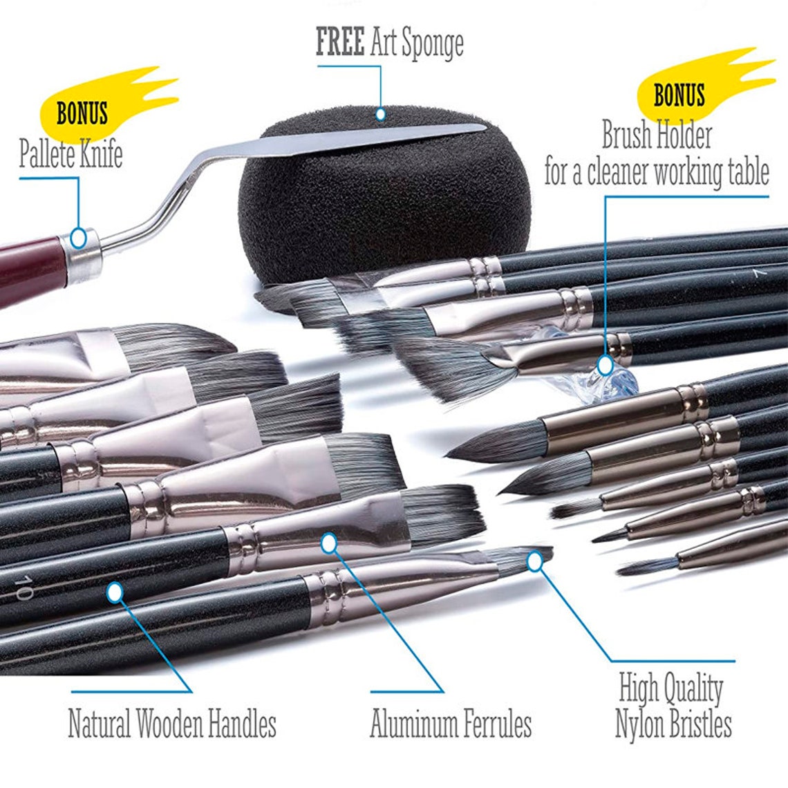 Acrylic Paint Brush Set 15 Professional Paint Brushes for Etsy