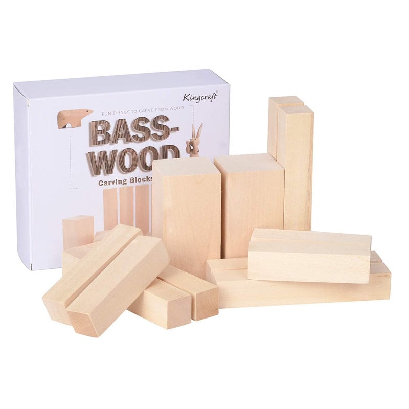 12 Pack Basswood Carving Blocks Soft Solid Wooden Whittling Kit