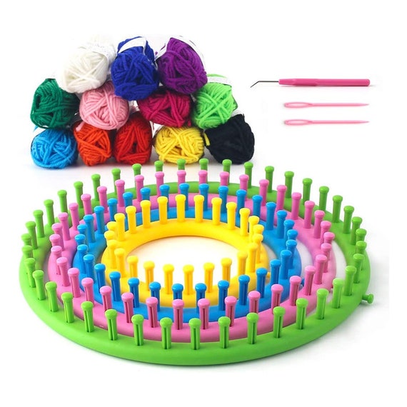 Round Knitting Loom Set Circular Loom Set With 12 Skeins Acrylic Yarn Basic  Knitting Crochet Supplies 