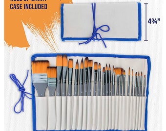 U.S. Art Supply 24-piece Artist Paint Brush Set Professional 