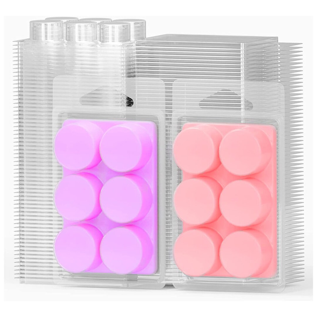 100 Packs Wax Melt Clamshells Square, 6 Cavity Clear Plastic Cube
