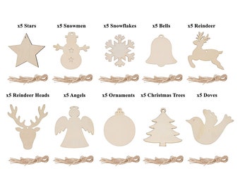 Mandala Crafts 50 Sets Unfinished Wood Christmas Ornaments for Crafts - DIY Unfinished Wood Ornaments for Crafts – Bulk Blank Wooden Christmas