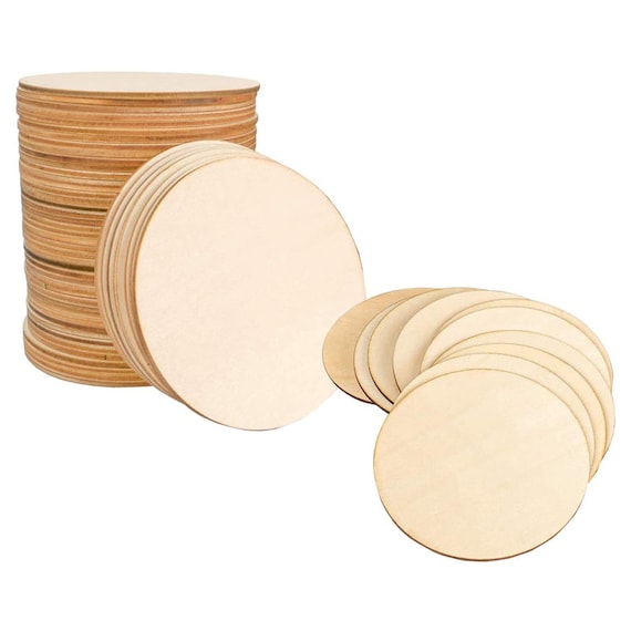 30 Pieces 4 Inch Unfinished Round Wood Discs for Crafts Wooden Cutout Tiles Wood  Circles Round Slices Painting and Christmas 