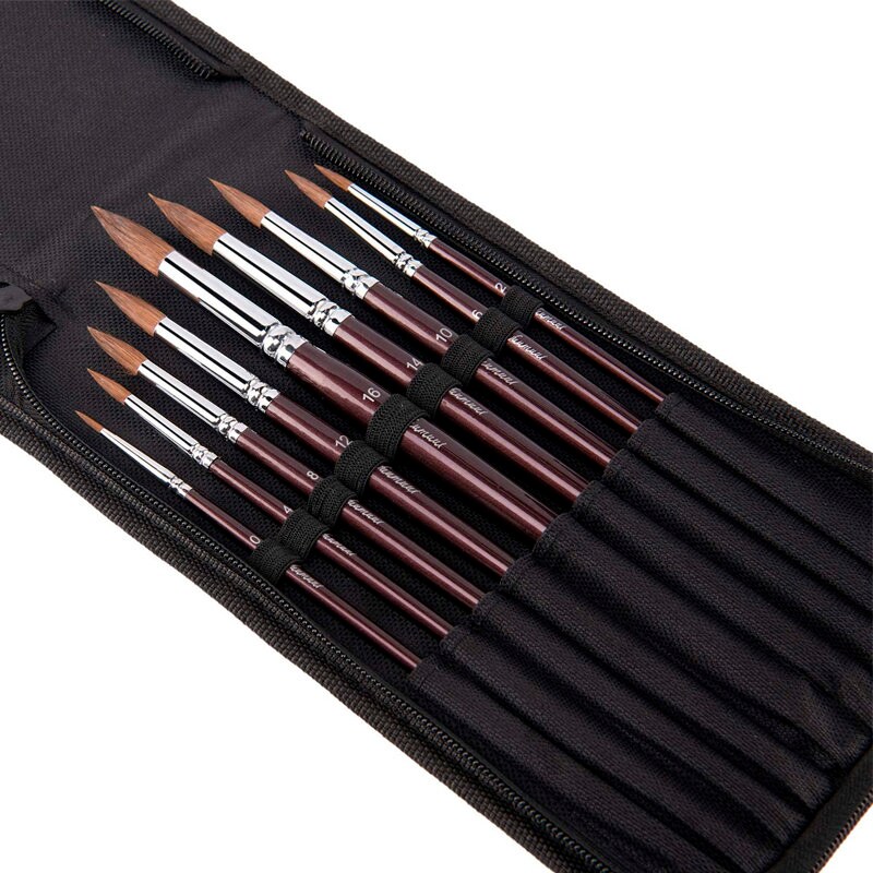 Sable Kolinsky Watercolor Brushes Set 9pcs Round Detail Etsy