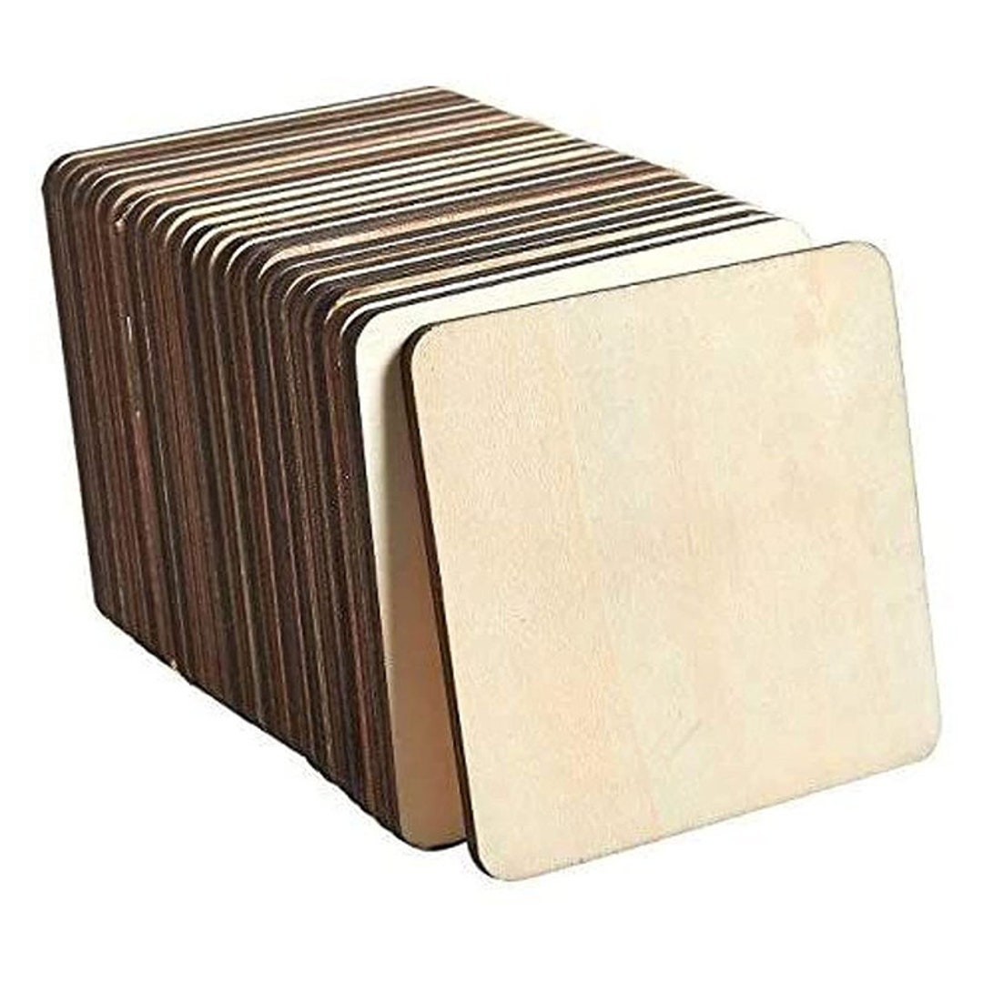 Juvale Wood Cutout with Rounded Corners, Wooden Squares for Crafts