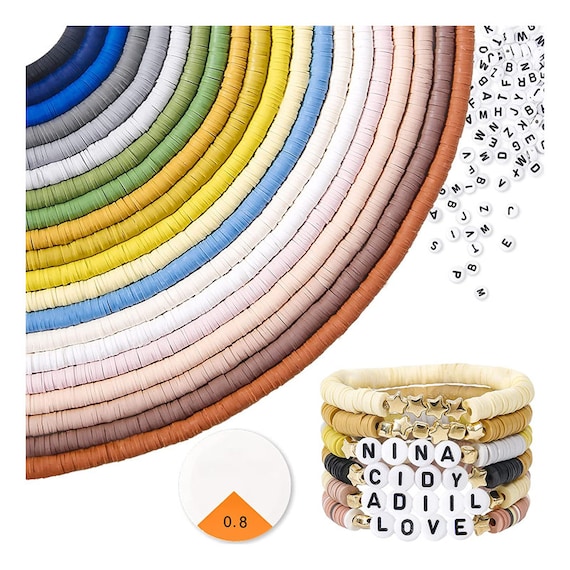 Clay Beads for Bracelet Making Kits, 24 Colors 7200PCS Flat Polymer Clay  Beads for Jewelry Making Kit, DIY Bracelets Necklace Earring Making Set  with