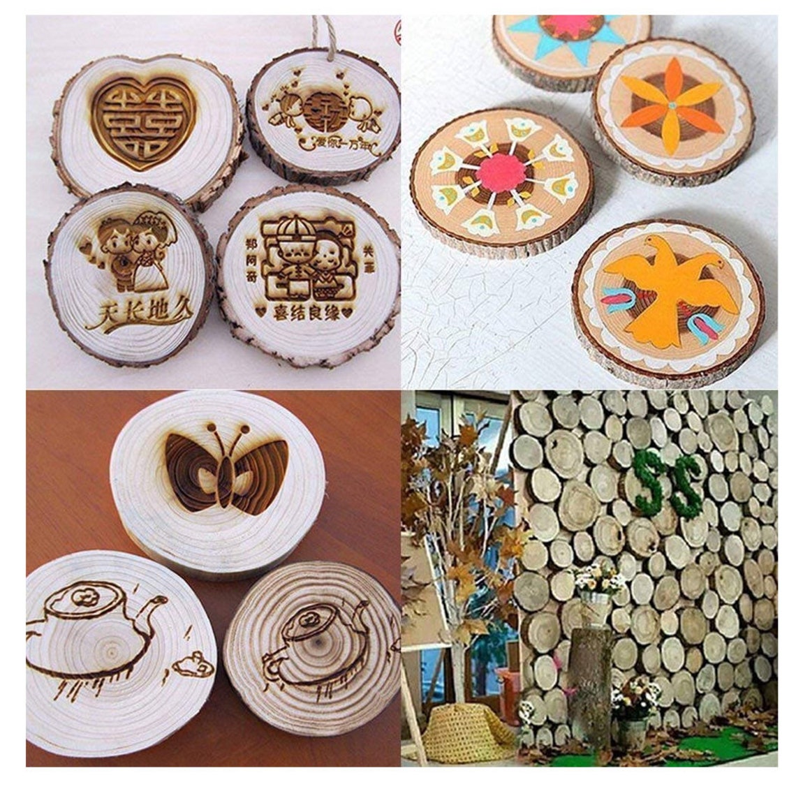 Unfinished Natural With Tree Bark Wood Slices 10 Pcs 4.24.7 Etsy