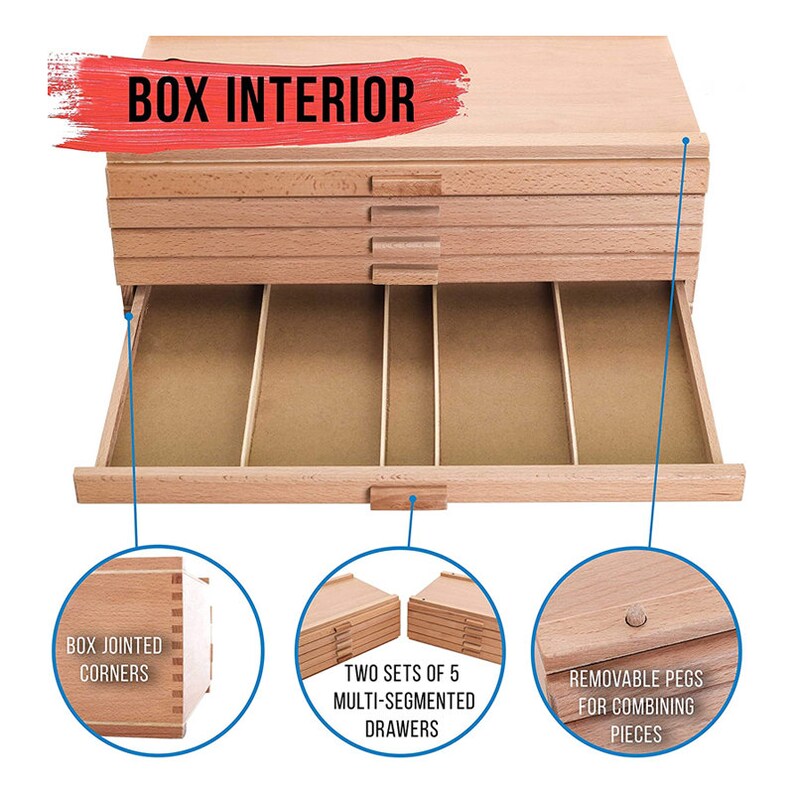 10 Drawer Wood Artist Supply Storage Box Pastels Pencils Etsy