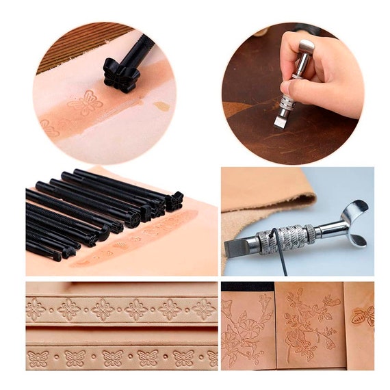 31 piezas de herramientas de trabajo de cuero Kit de herramientas de  artesanía de cuero para costura a mano, juego de estampado