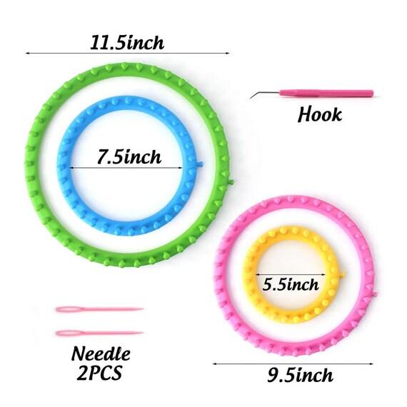 VGOODALL Round Knitting Loom Set Circular Loom Set with 12 Skeins Acrylic Yarn for Hat Scarf Shawl Sweater Sock Knitter