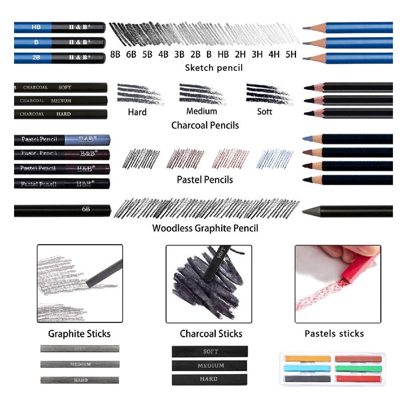 48 Pcs Drawing Pencils Kit,artists Sketching Pencil Set for Adults Kids  Teens Beginner H & B Art Supplies Art Kit Include Charcoal -  Norway