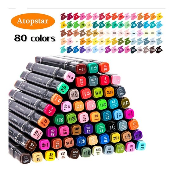 80 Colour Alcohol Based Art Markers, Permanent Art Marker Set in Two Colours, Suitable for Children and Adults for Drawing, Illustration, Sketching