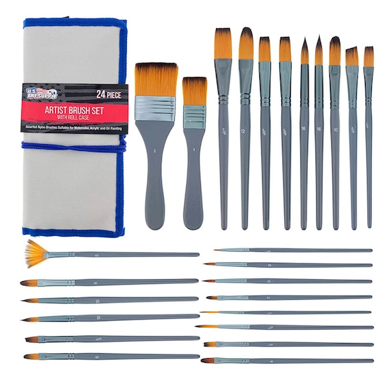 U.S. Art Supply 24-piece Artist Paint Brush Set Professional 