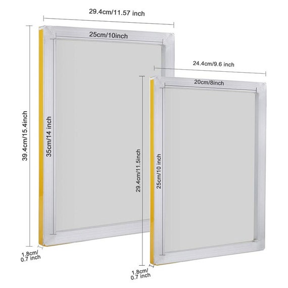 Screen Printing Kit, 2-Pieces Aluminum Silk Screen Printing Frames 8 x  10/10 x 14 in. 110-Count Mesh