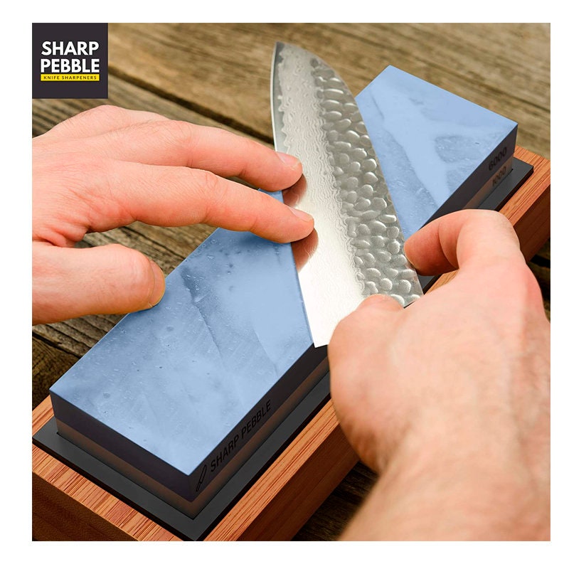 Sharp Pebble Premium Whetstone Knife Sharpening Stone 2 Side Grit 3000/8000  Wetstone Kit -Wet Stone Kitchen Knife Sharpener with Non-Slip Bamboo Base