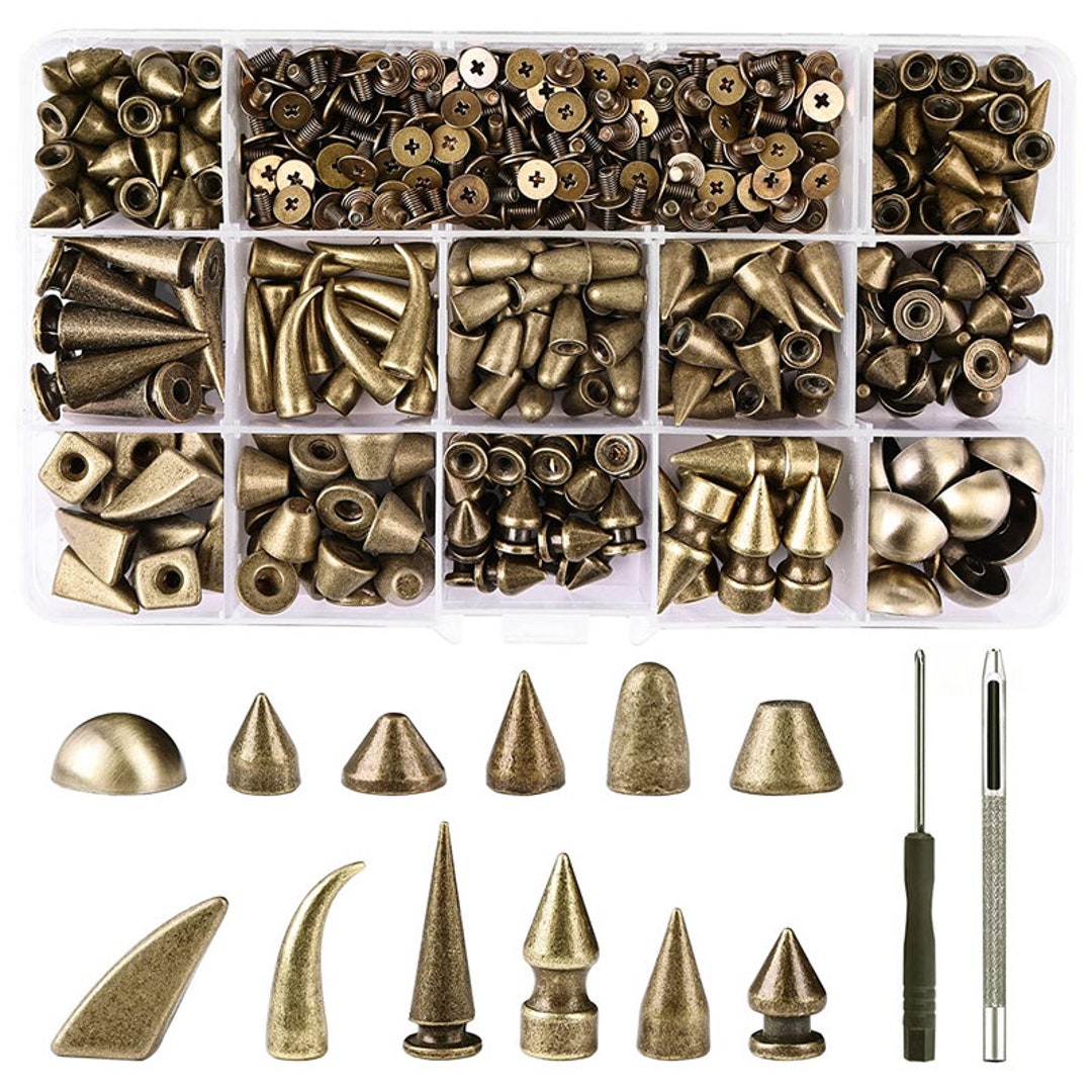 CAMXTOOL 20 Sets 55mm Large Spikes for Clothing, Silver Cone Spikes and Studs, Punk Spike Rivets, Long Metal Spikes for Crafts, Punk Screw Rivet for Clothes