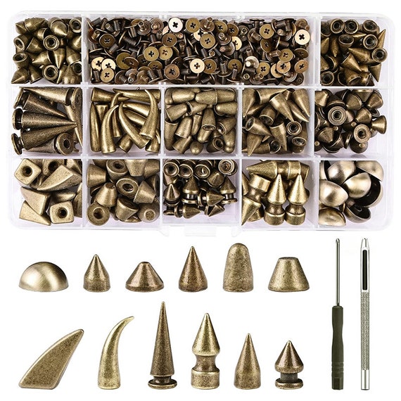 270 Sets Punk Spikes, CAMXTOOL Spikes for Clothing, 12 Sizes Studs and  Spikes Kit Cone Spikes Leather Rivets Gothic Screw Back Studs 