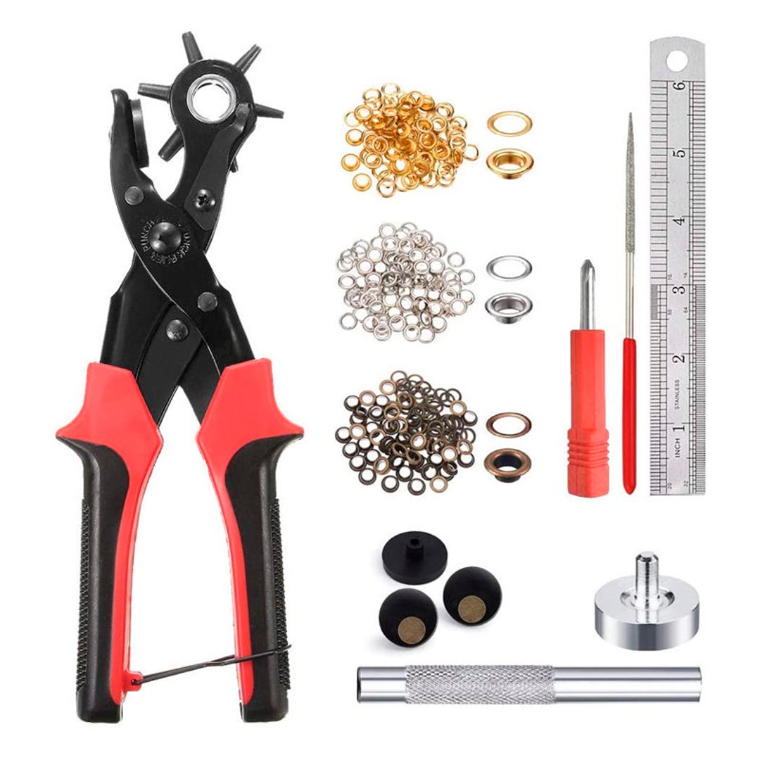 Leather Hole Punch Kit, Labor-Saving and Durable Multi Hole Sizes Maker Tool,  with 6 Round Hole Sizes Rotary Puncher, for Belt 