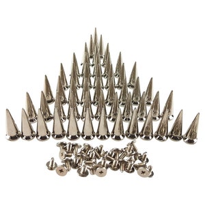 RUBYCA 25mm 20 Sets Large Metal Big Tree Spikes and Studs Metallic Screw-Back for DIY Leather-Craft Silver Color