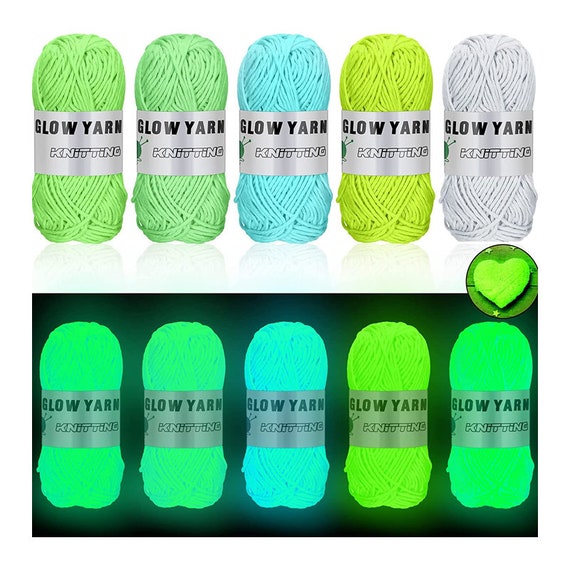 5 Rolls Glow in the Dark Yarn Luminous Knitting Crochet Yarn for