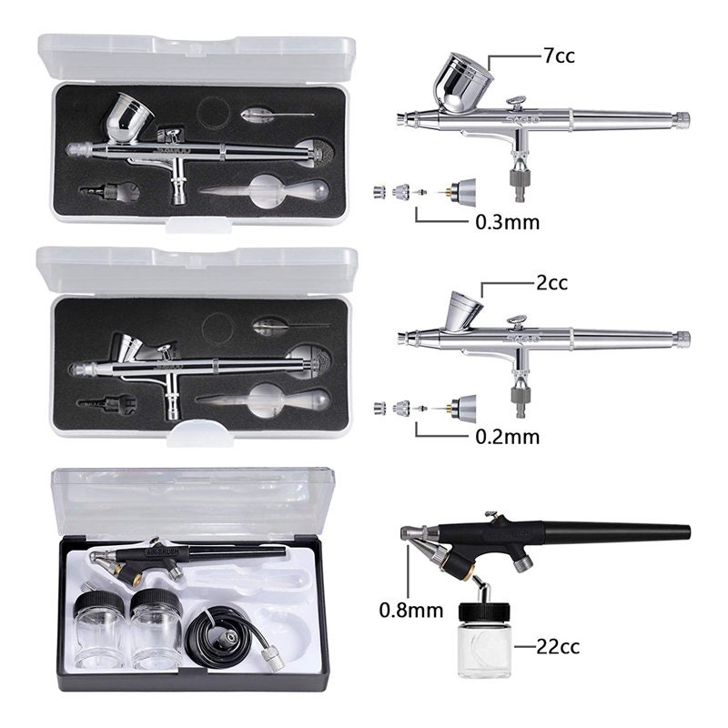 Air Brush Kit With 57ml Jar with cover And 21ml Jar with cover PLUS 1.5M  Air line And Standard propellant regulator valve Art Craft Tool Kit