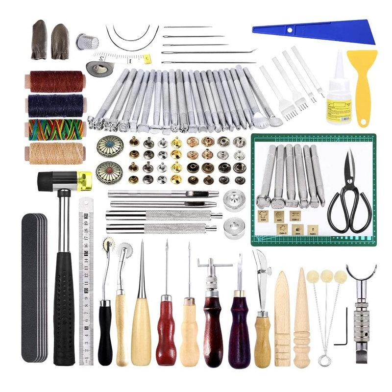 Leather Working Tools Practical Leather Craft Kit With Waxed Thread Awl  Stitching Punch Hole for Leathercraft Beginner 