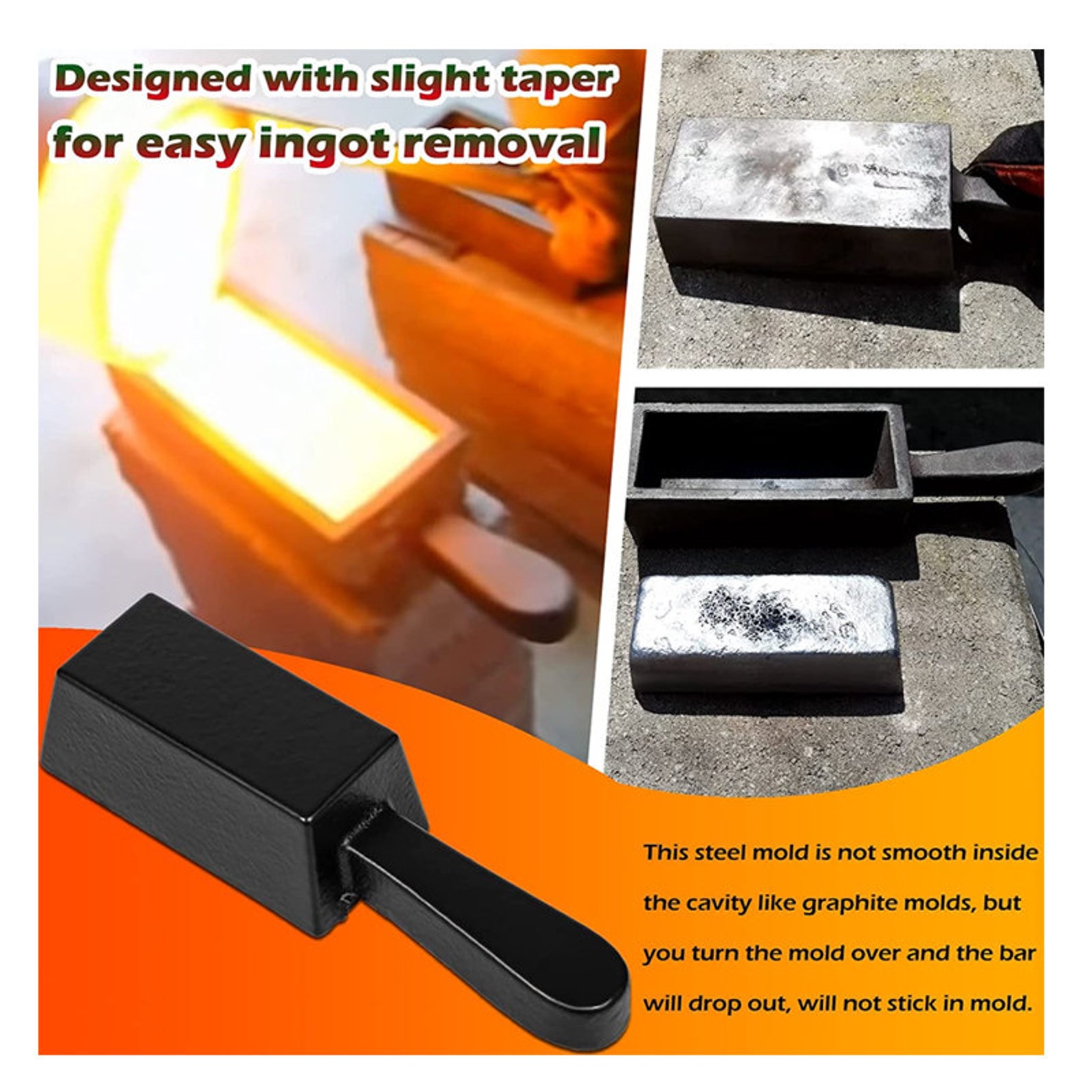 25 Oz Troy Ounce Gold Bar Loaf Cast Iron Ingot Mold Perfect Etsy