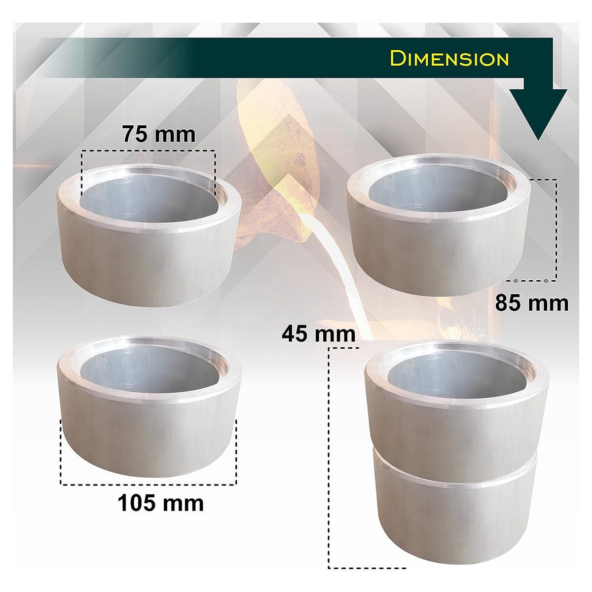 105 mm Aluminium 2 Part Mold Rings Delft Clay Petrobond Sand Casting