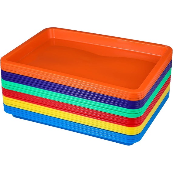 Buy 24 Pcs Plastic Art Trays 13.3 X 9.8 X 1 Colorful Art Trays, Kids  Stackable Activity Trays Office Storage Container With 15 Sheets Online in  India 