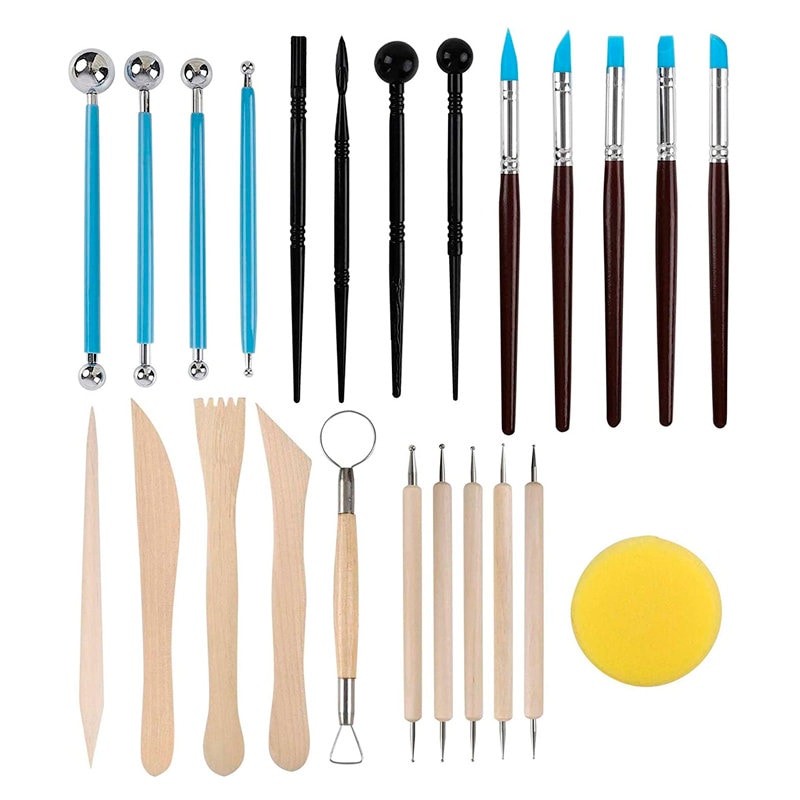 SERONLINE 24pcs Ball Stylus Dotting Tools Polymer Modeling Clay Sculpting Tools Set Rock Painting Kit for Sculpture Pottery