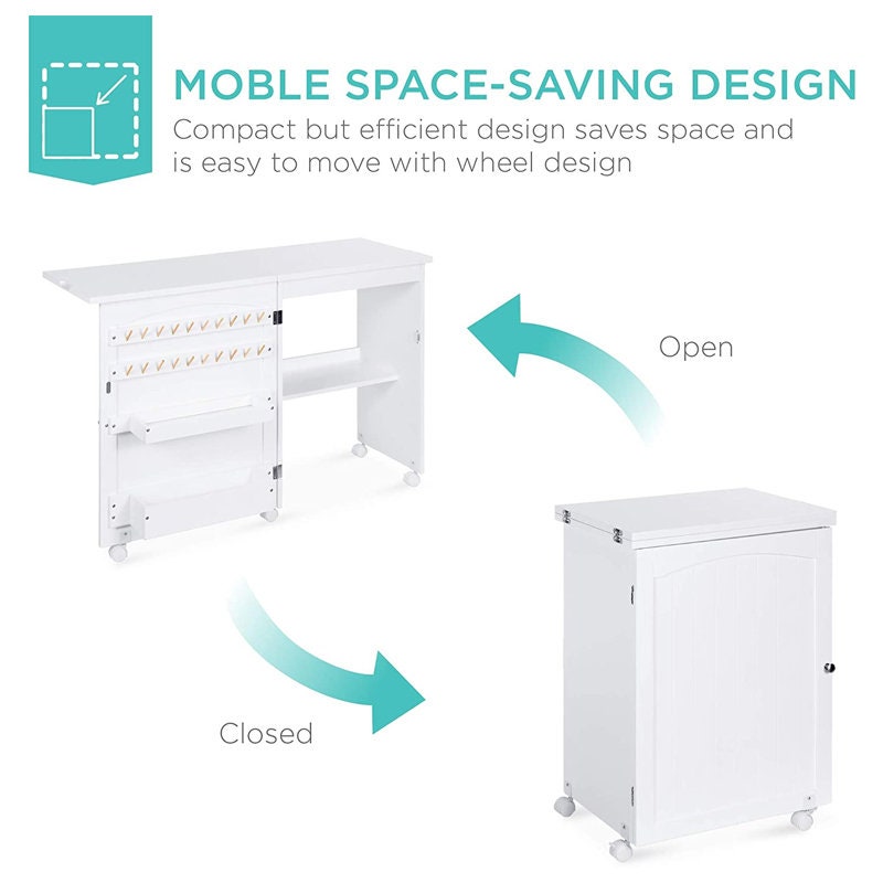Costway Folding Sewing Craft Table Shelf Storage Cabinet Home