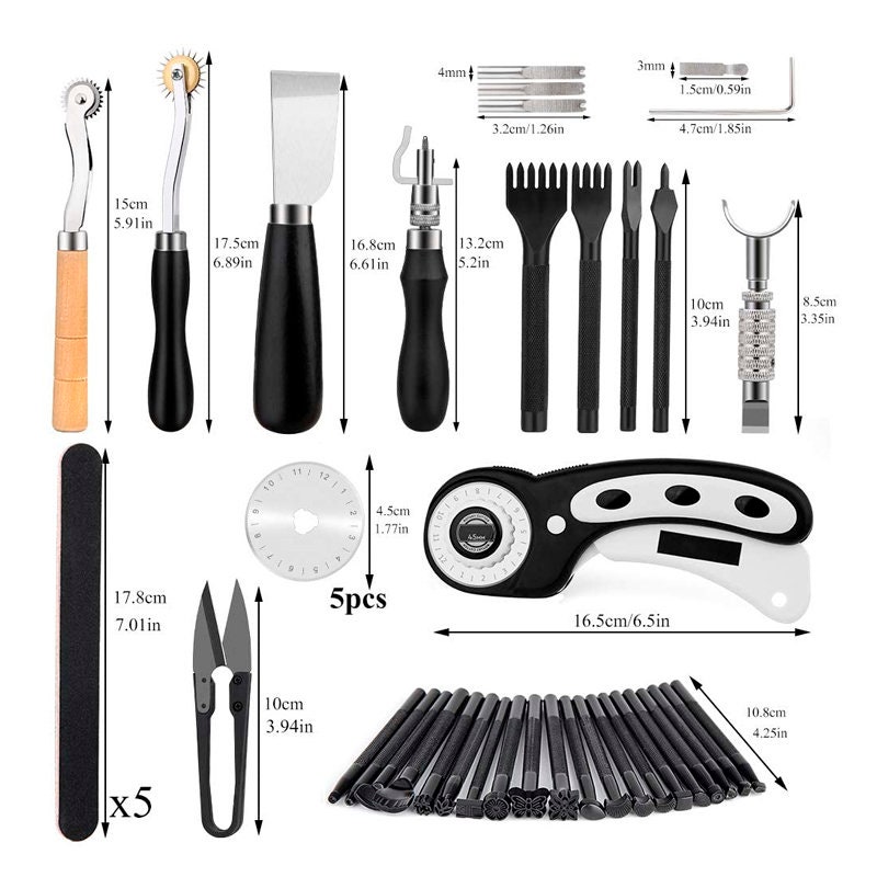 Leather Working Tools Kit Leather Craft Kits Hand Leather Etsy